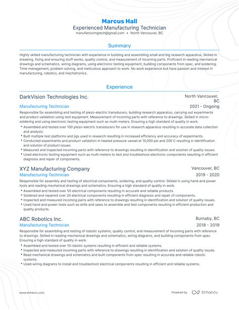 5 Manufacturing Technician Resume Examples And Guide For 2023