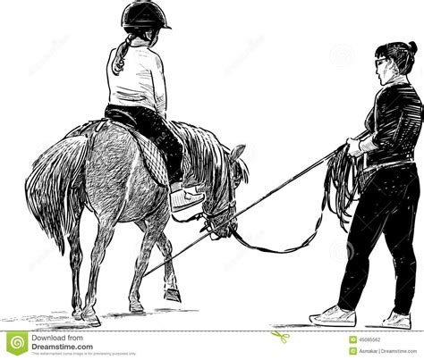 Horse Riding Lesson Stock Vector Image 45085562