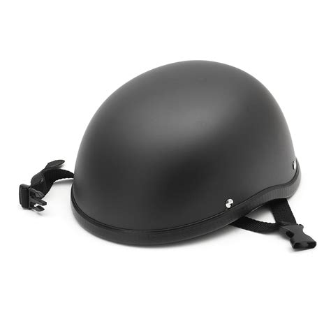 Dot Flat Low Profile Motorcycle Half Helmet Skull Cap Black For Chopper