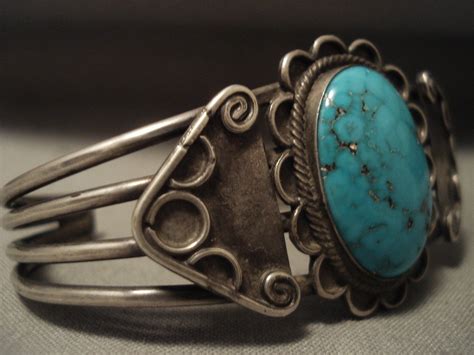 Early 1900s Vintage Navajo Domed Turquoise Native American Jewelry Si