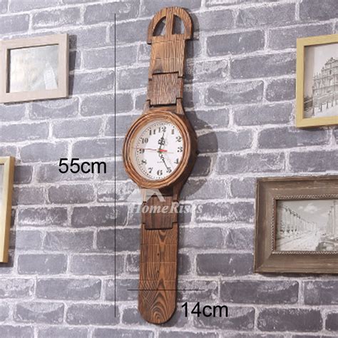Home sports & outdoors baby patio & garden. Rustic Wall Clock Wooden Glass Hanging Creative Living ...