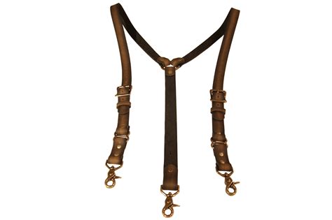 Buy Hand Crafted Distressed Brown And Black Leather Suspenders With