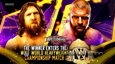 This video features all of the matches that should happen at wrestlemania xxx(a.k.a. WWE Wrestlemania 30 Match Card - Daniel Bryan vs. Triple H HD (V2-Updated) - YouTube