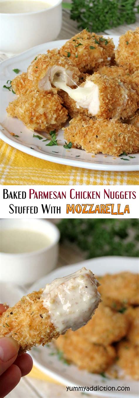 This post contains affiliate links. Baked Chicken Nuggets Stuffed With Mozzarella - Yummy ...