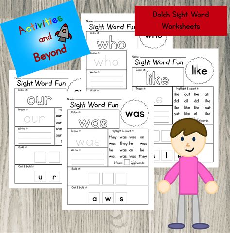 52 Page Printable Dolch Sight Words Worksheets Activity Pages