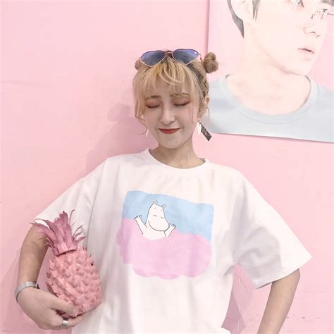 Yougeman Tee Shirt Woman Sping Summer Clothing Korean Ulzzang Harajuku Print Kawaii Short Sleeve