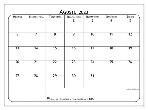Calendario Agosto De 2023 Para Imprimir “484ds” Michel Zbinden Cr
