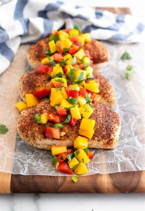 Season both sides of each chicken breast with the spice mixture. Chicken with Mango Salsa | Lemons + Zest | Recipe | Lemon ...
