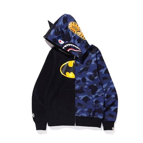 Bape X Dc Batman Split Color Camo Full Zip Hoodie