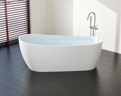 Rectangular bathtub in white cristalplant® with overflow hole. Freestanding Bathtub - Model BW-09 | Badeloft USA