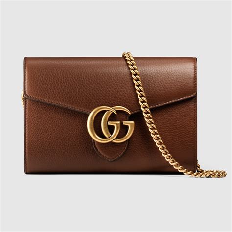 Gg Marmont Leather Mini Chain Bag Gucci Womens Leather Wallets