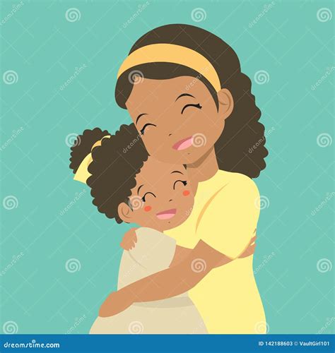 Mom And Daughter Hugging Vector 142188603