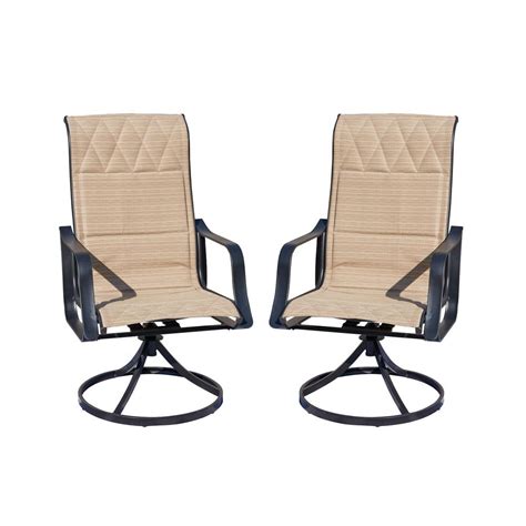 Insert sling on one side. Patio Festival Swivel Padded Sling Outdoor Dining Chair in ...