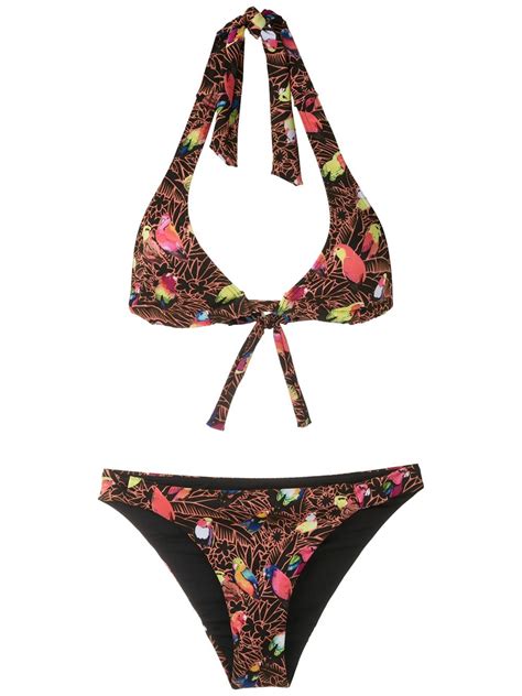 Amir Slama Printed Triangle Bikini Set Farfetch