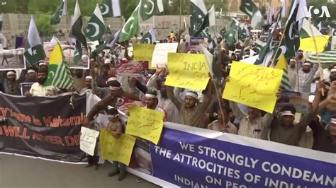 protests in pakistan conrolled kashmir after india revokes kashmir autonomy youtube
