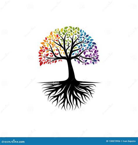 Abstract Colorful Tree Logo Design Root Vector Tree Of Life Logo