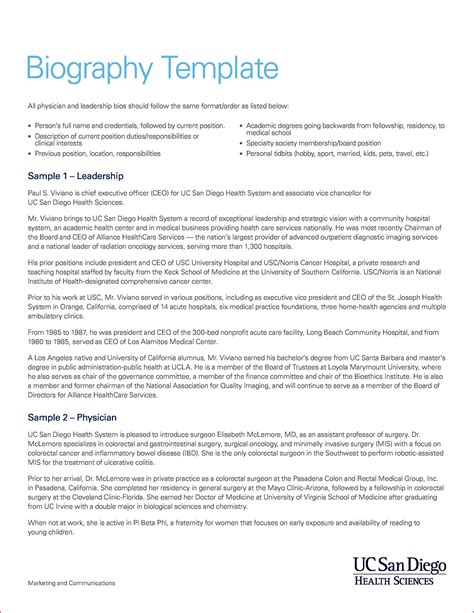 45 Biography Templates And Examples Personal Professional