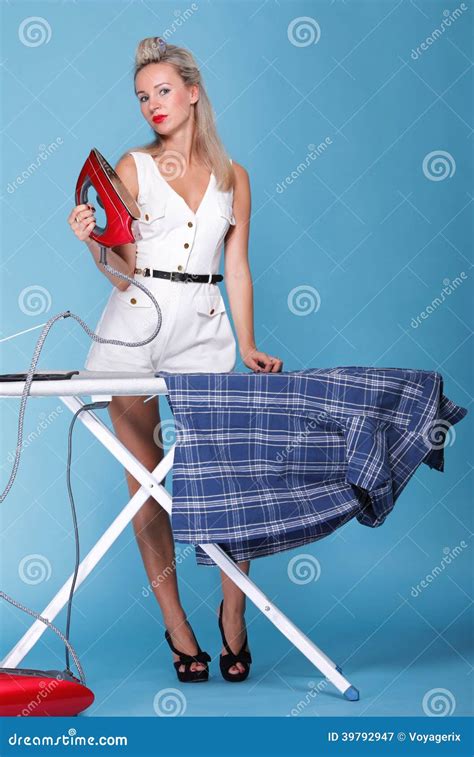 Pin Up Girl Retro Style Portrait Woman Ironing Stock Image Image 39792947