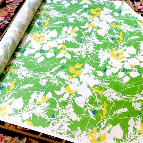 5 Yards Bright Green Floral Fabric Cotton Screen Print Home Etsy