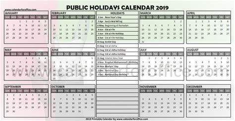 Calendar 2019 United Arab Emirates Holidays Holiday Calendar