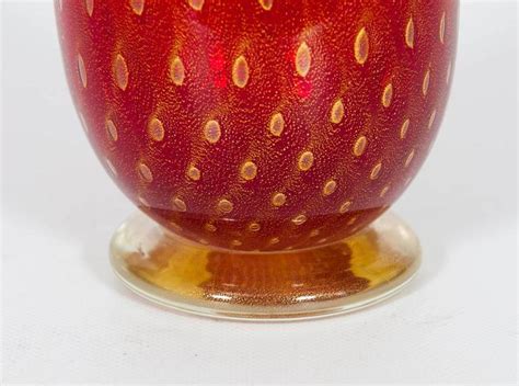 Italian Venetian Vase In Murano Glass Red And Gold For Sale At 1stdibs