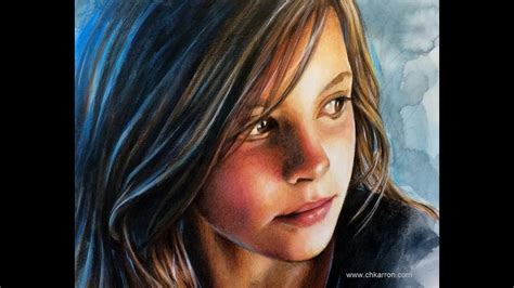 The rendering process is similar to those with graphite. Watercolor and Colored Pencils Portrait SPEED PAINTING by ...