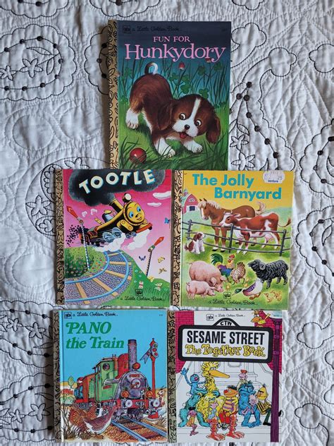 Set Of Five Vintage Little Golden Books 1970s Pack 1 Including Trains