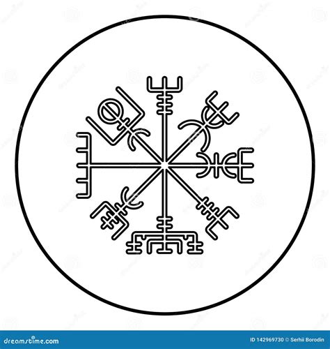 Vegvisir Runic Compass Galdrastav Navigation Compass Symbol Icon