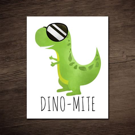 Dino Mite Funny Digital 8x10 Printable Poster Dinosaur Punny Etsy