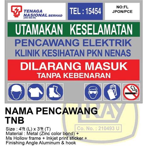 Papantanda Dilarang Masuk Tnb Safety Signage No Entry Acrylic Keselamatan Warning Sign Not