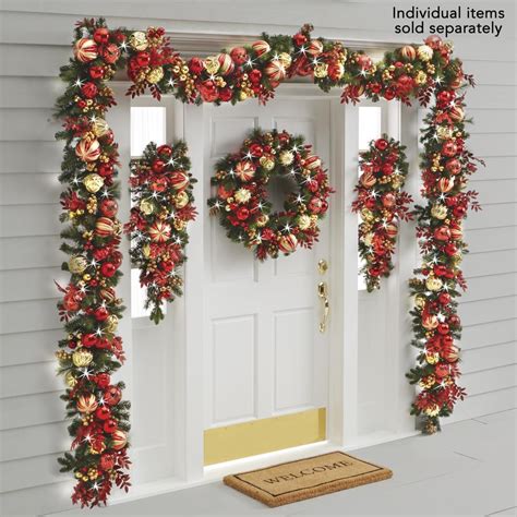 The Cordless Prelit Kensington Holiday Trim Wreath Hammacher Schlemmer