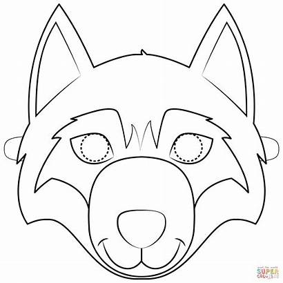 Template Wolf Mask Printable Coloring Face Colorare