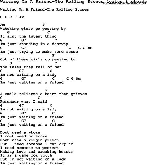 Love Song Lyrics for:Waiting On A Friend-The Rolling Stones with chords.