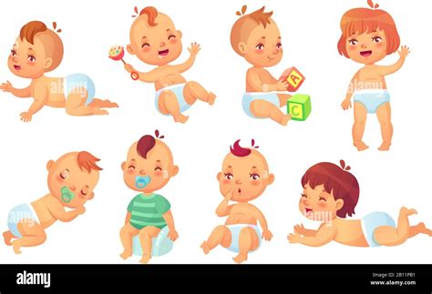 Cute Baby Happy Cartoon Babies Smiling And Laughing Toddler Isolated