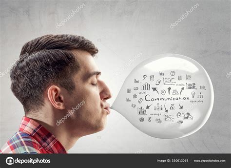 Guy Blowing Bubble Mixed Media Stock Photo By ©sergeynivens 330613068