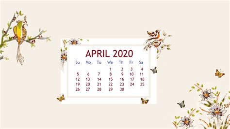 April 2020 Desktop Screensaver Calendar Word Monthly Calendar Template