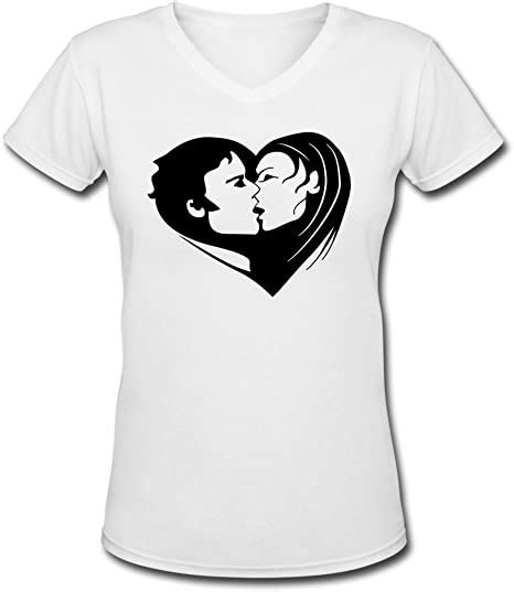 Design Kissing Couple Lovers Design Slim Fit Woman Shirts White Clothing