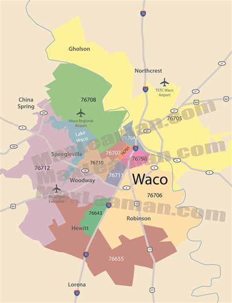 Waco Texas Zip Codes Maps