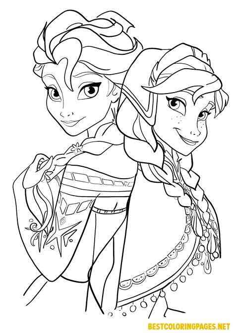 Elsa And Anna Frozen Coloring Pages Free Printable Coloring Pages