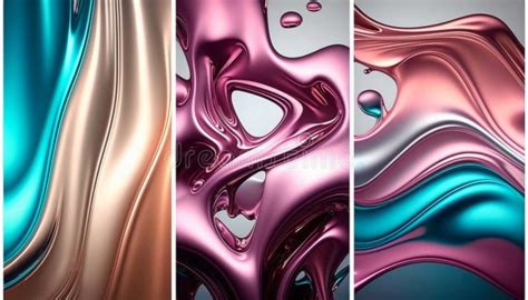 Abstract Metallic Chrome Background In Pink Blue And Silver Colors