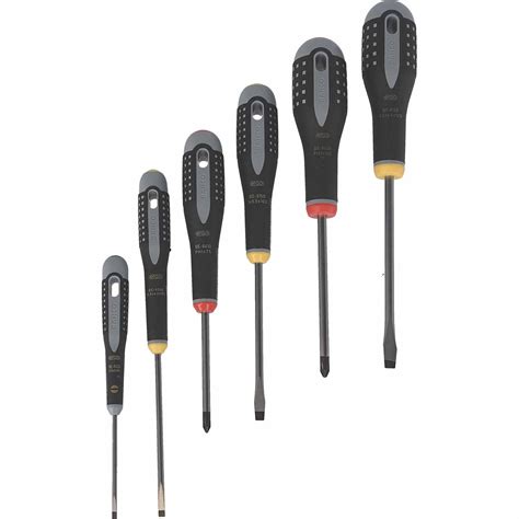 Bahco Slottedphillips Screwdriver Set With Rubber Grip Screwdriver