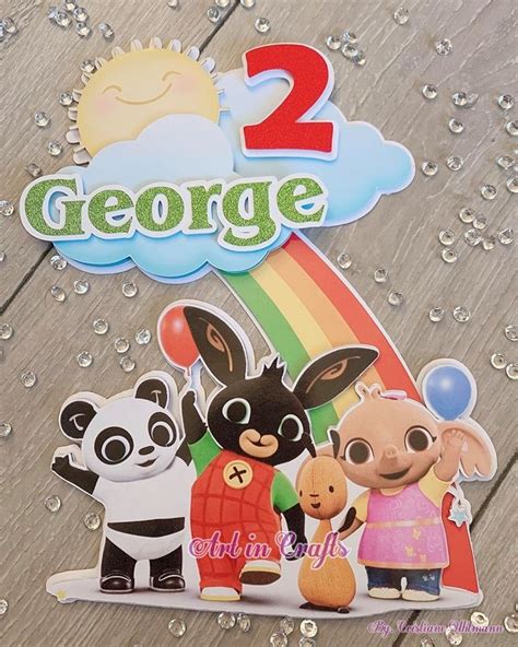 Bing Bunny And Friends Themed Cake Toppers Personalised With Name And Age