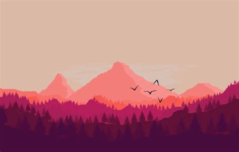 Photo Wallpaper Mountains The Game Forest Birds Firewatch 4k