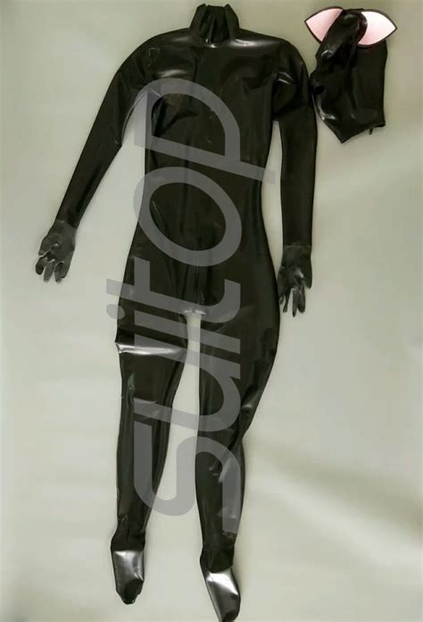 Full Cover Latex Bodysuit Suit Clothes Ruber Zentai Including Hoods