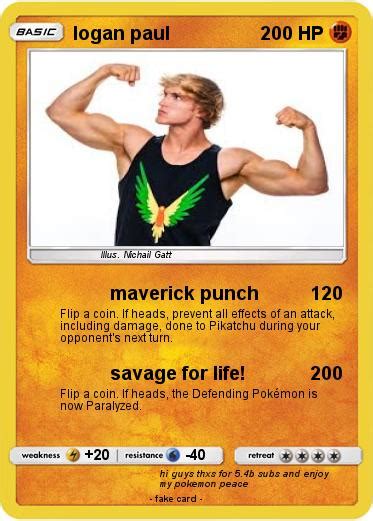 His penchant for the nostalgic trading cards even once landed the youtuber in hospital after a prank went wrong. Pokémon logan paul 65 65 - maverick punch - My Pokemon Card