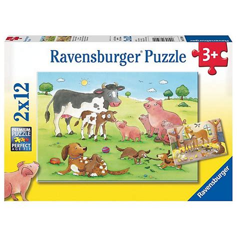 2er Set Puzzle Je 12 Teile 26x18 Cm Glückliche Tierfamilien