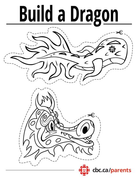 There are multiple sizes available both as a precolored template as well as black and white template for kids to color in. Printable Dragon Craft for Lunar New Year | Play | CBC Parents