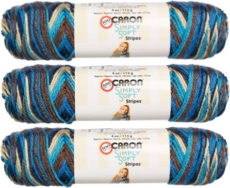 Caron 3 Pack Simply Soft Stripes 100 Acrylic Soft Churchill Downs