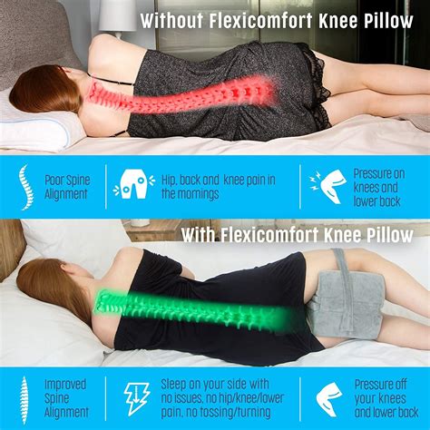 flexicomfort knee pillow for side sleepers removable memory foam layers to customize thickness