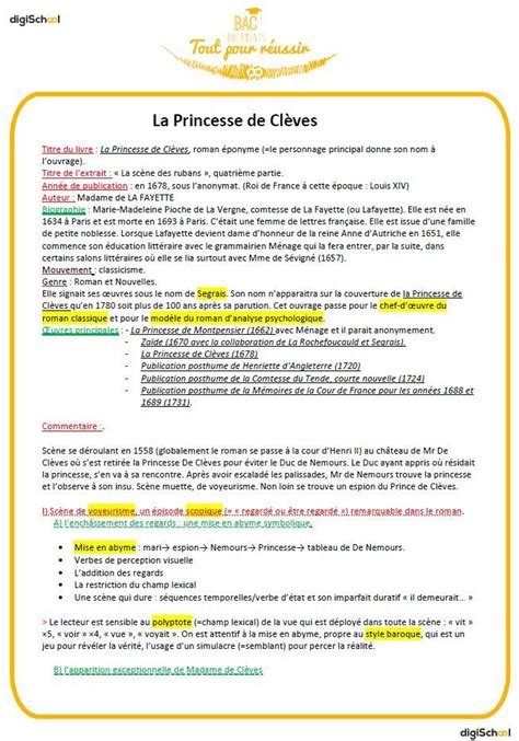 Exemple de fiche de révision - Bac Français oral | cours | Pinterest